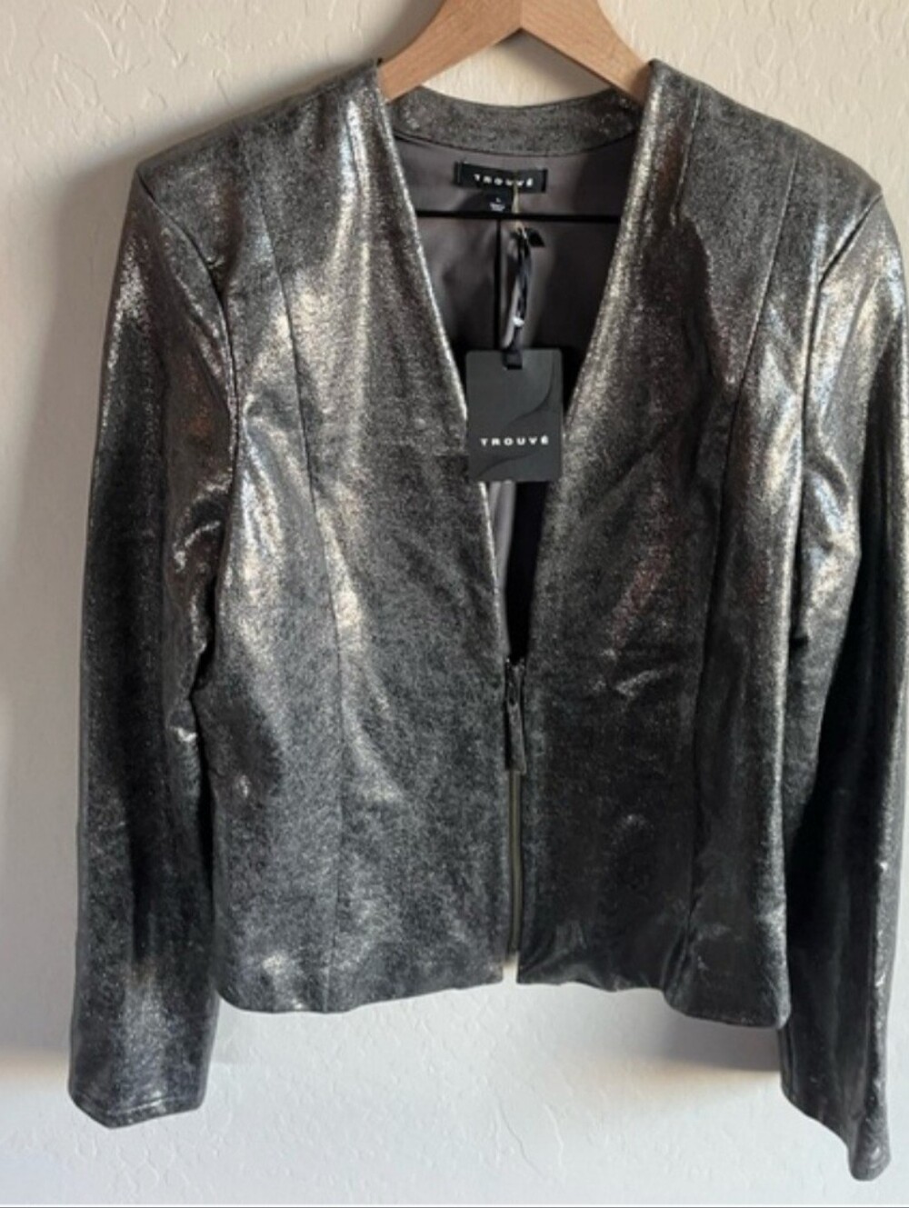 Trouvé Metallic Silver Women's Jacket-M